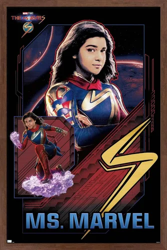 Vista 10 de Trends International Marvel The Marvels - Póster de pared de Ms. Marvel, 14.72 x 22.37 pulgadas, versión enmarcada de madera de granero