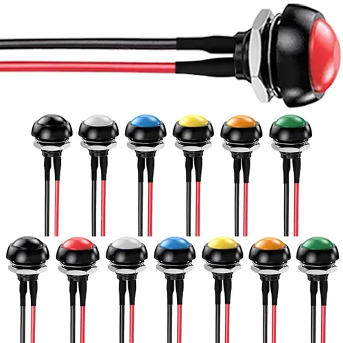 Vista 10 de 12 piezas de interruptor de botón de presión mini redondo negro de 12 mm con bloqueo automático AC 250 V 1.5 A 125 V 3 A encendido/apagado 2 pines
