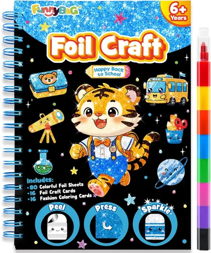 Vista 28 de FUNNYB&G Arte en papel de aluminio para niños - Manualidades de Navidad, regalos de fiesta, rellenos de calcetines para niños, suministros de arte