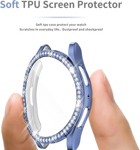 Vista 6 de RICHONE Compatible con Samsung Galaxy Watch 5 y Watch 4 y FE 40 mm Protector de pantalla Estuches de strass, Accesorios de cubiertas protectoras