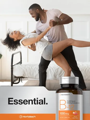 Vista 6 de Horbäach Vitamina B12 1000 mcg Sublingual 400 Comprimidos de Disolución Rápida Suplemento de Metilcobalamina para Mujeres y Hombres Sabor a