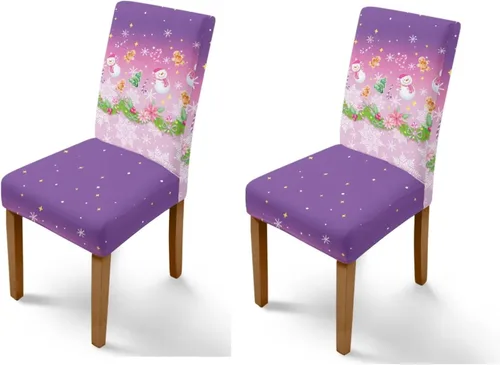 Vista 42 de Rnyleeg Fundas navideñas para sillas de comedor, fundas de asiento de comedor con estampado de campanas brillantes, juego de 1 funda suave y lavable
