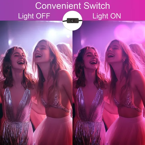 Vista 2 de Paquete de 2 Luces Negras LED de 40W IP66 Impermeables, Luz Negra con Enchufe e Interruptor, Reflector para Fiesta Fluorescente, Decoración