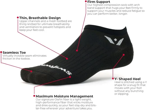 Vista 3 de Swiftwick - Calcetines ASPIRE ZERO para correr y ciclismo