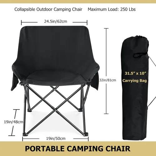 Vista 3 de Leonyo Paquete de 2 sillas plegables para campamento, sillas portátiles para exteriores, playa, césped, para adultos, con bolsa de transporte