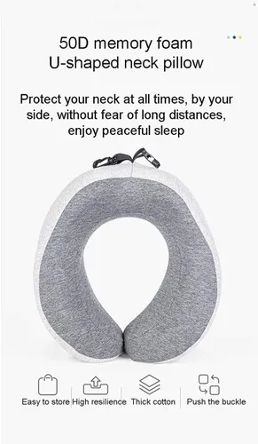 Vista 6 de JYYBN Almohada cervical para viajes, almohada cervical de viaje mejorada para avión 100% espuma viscoelástica pura para dormir y descansar la cabeza