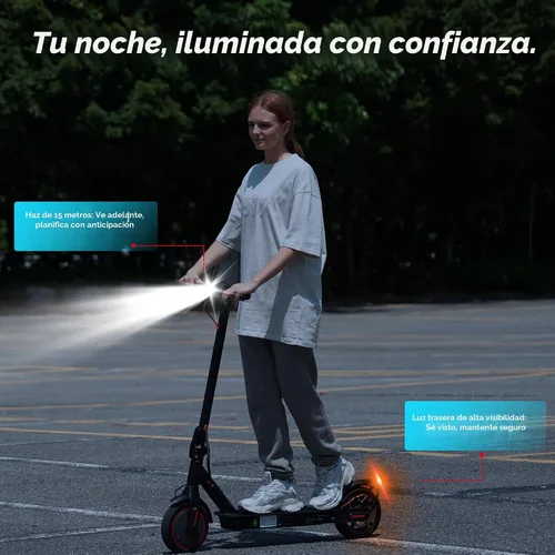 Vista 5 de iScooter Scooter eléctrico 2025, rango máximo de 18 millas, velocidad máxima de 19 mph, scooter eléctrico plegable con neumático sólido de 8.5