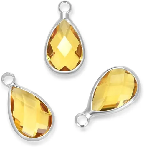 Vista 13 de Adabele Colgante de piedra natal de grado A, gota de 0.433 in, 0.551 in y 0.630 in, chapado en plata de ley para aretes personalizados, pulseras