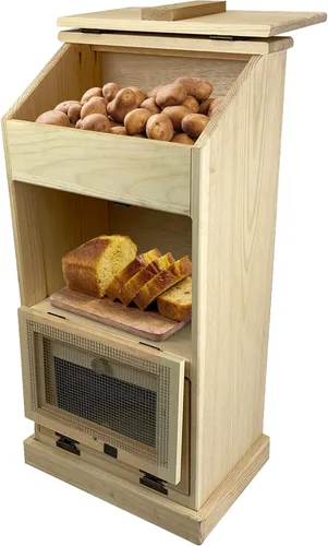 Vista 12 de Peaceful Classics Caja de Madera para Almacenamiento de Papas, Contenedores de Pan de Madera, Contenedor Decorativo y para Cebollas, Contenedor