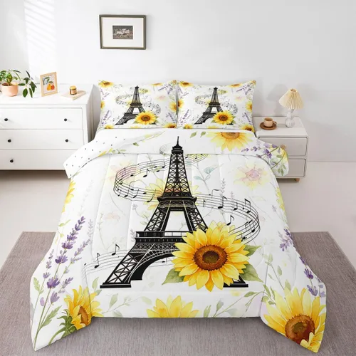 Vista 27 de Feelyou Juego de ropa de cama con estampado de aviones para niños y niñas, juego de funda de edredón de microfibra estilo boceto azul y blanco