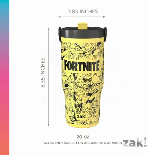 Vista 6 de Zak Designs Fortnite Siply - Vaso aislado con popote abatible a prueba