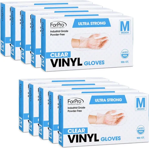 Vista 18 de ForPro Disposable Vinyl Gloves, 3.9 Mil, Powder & Latex-Free, Food Safe Negro