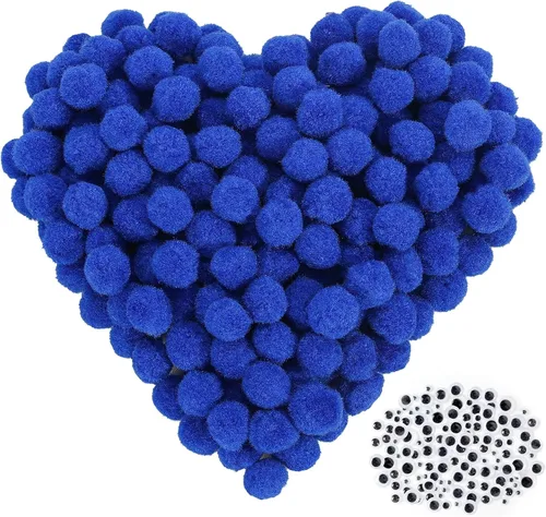 Vista 13 de Caydo 300 pompones negros con 100 ojos ondulados, bolas de pompones de 1 pulgada para niños, proyectos de arte y manualidades, actividades