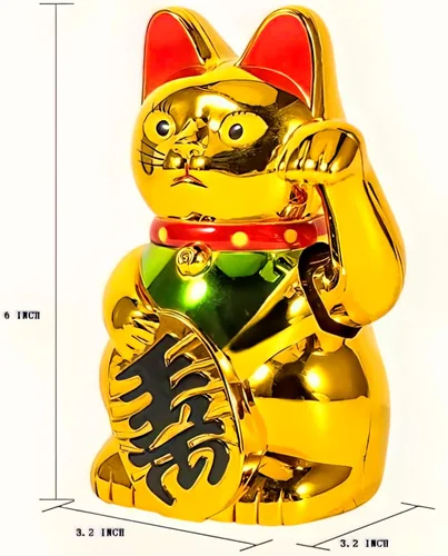 Vista 4 de Gato de la suerte chino que agita los gatos de oro brazo de la fortuna pequeño que agita la suerte Feng Shui Gato de oro que agita el gato