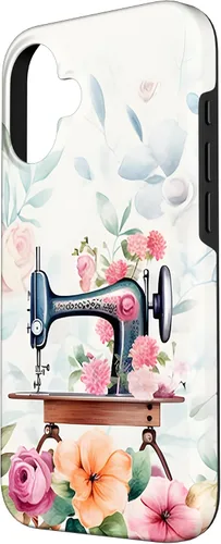 Vista 2 de Funda de costura floral vintage para máquina de coser iPhone 16