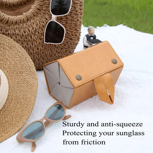 Vista 5 de Estuche para lentes de sol para hombres o mujeres, estuche rígido para múltiples anteojos, caja portátil con 5 ranuras para organizar gafas, bolsa