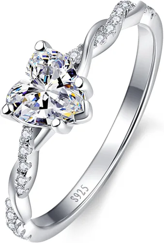 Vista 17 de Yaresul Anillo de promesa de corazón de 1.25 quilates para mujer, anillos Plata de ley 925 de zafiro creado