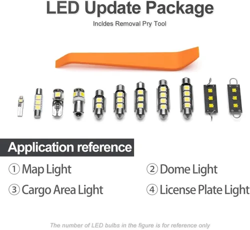 Vista 7 de Juego de 6 luces LED blancas interiores para Subaru XV Crosstrek 2013 2014 2015 2016 2017 2018 2019 2020 2021 2022 luces de cúpula de mapa