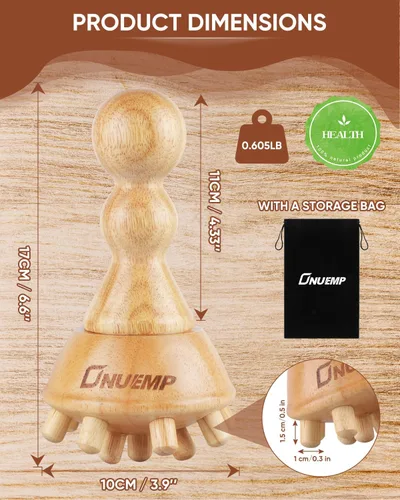 Vista 6 de ONUEMP Herramienta de masaje para celulitis, herramientas de masaje de terapia de madera, masajeador de drenaje linfático, kit de maderoterapia