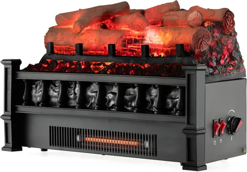 Vista 11 de COSTWAY Juego de troncos para chimenea eléctrica de 26 pulgadas con llama