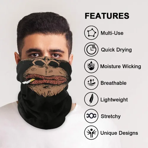 Vista 4 de Máscara facial pasamontañas media bandanna Gorilla fumando cuello polainas sol polvo protección contra el viento sin costuras diadema para mujeres