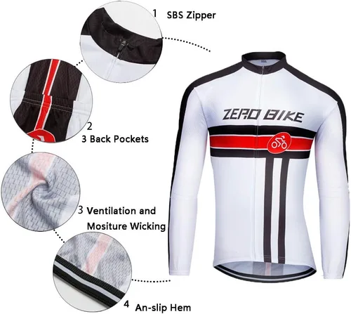 Vista 3 de Men's Soft Long Sleeve Breathable Bicycle Cycling Jersey Polyester Clothing Outdoor Sports Fall Autumn