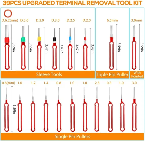 Vista 3 de Linkstyle Kit de herramientas de extracción de pasadores de terminal mejorado, juego de herramientas extractoras de pines de conector eléctrico