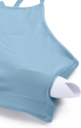 Vista 4 de CRZ YOGA Butterluxe - Brasier deportivo de cuello alto y espalda en Y para mujer, con relleno, espalda cruzada, tirantes delgados