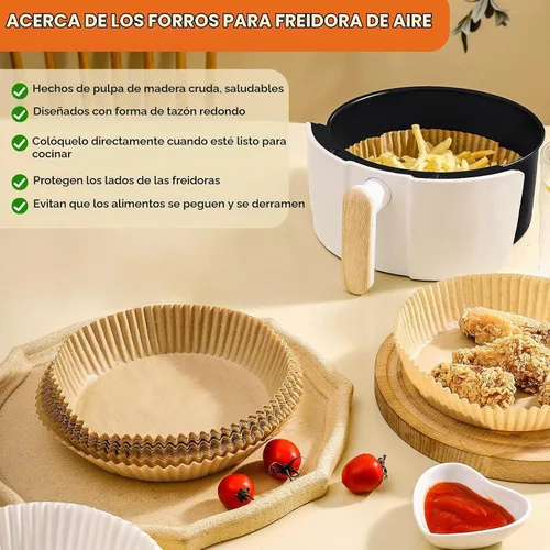 Vista 7 de Vailnd Forros redondos pequeños para freidora de aire desechables, 200 forros de papel para freidora de aire de 6.3 pulgadas para Ninja AF101