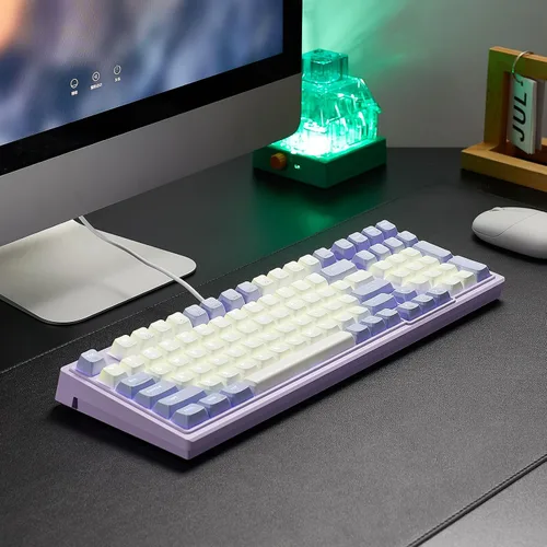 Vista 7 de Hexgears Teclado mecánico M4, 96% 99 teclas, teclado con cable intercambiable en caliente, teclado para juegos con cable macro compacto, teclados