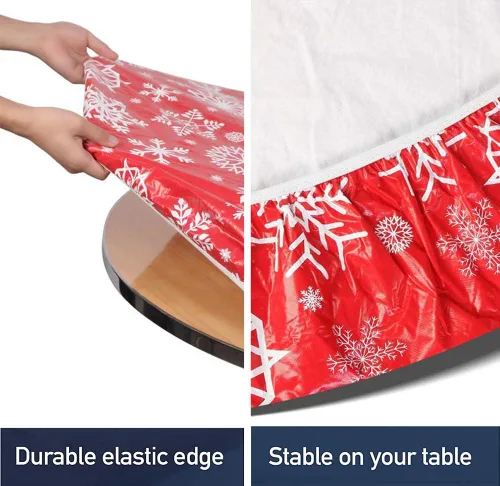 Vista 3 de Mantel impermeable con borde elástico, mantel lavable para exteriores, patio, cocina y comedor, 23 pulgadas, redondo, ajuste apretado, color negro