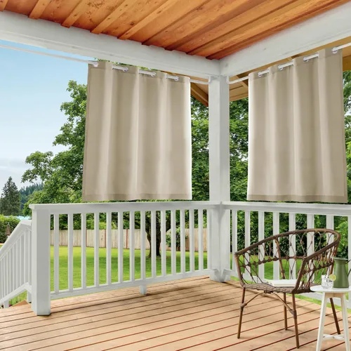 Vista 28 de Town & Country Basics Cabana - Cortinas pesadas para interiores y exteriores, opacidad de filtrado de luz con ojales en la parte superior, repelente
