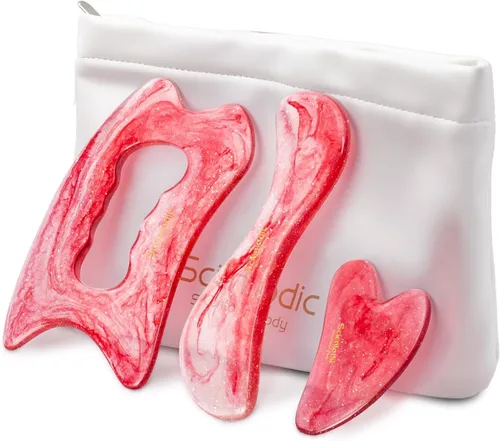 Vista 29 de Scienlodic Gua Sha - Herramienta de masaje con mango (resina), herramienta de raspado Guasha más grande para masaje de espalda, cuello, cara
