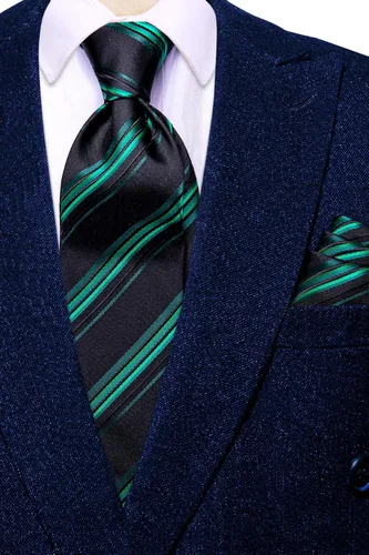 Vista 259 de Hi-Tie Corbata clásica de cachemira para hombre con pañuelo y gemelos a cuadros