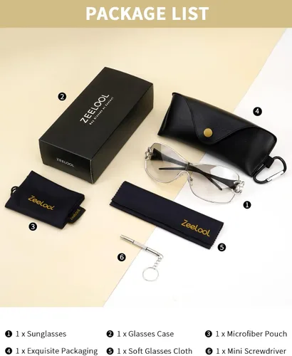 Vista 7 de Zeelool Gafas de sol Y2K para mujeres y hombres, gafas de sol envolventes con escudo sin montura UV400 Alien Futuristic Sun Glasses ZSM0006