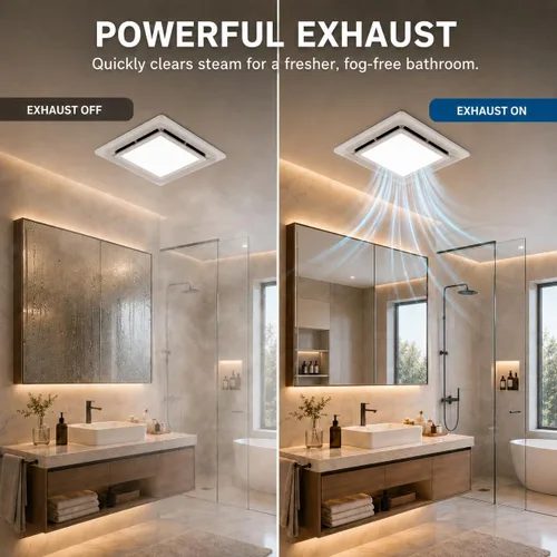 Vista 6 de Ventilador de escape silencioso de baño de 120 CFM con luz LED Blanco
