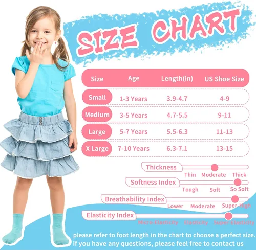 Vista 7 de Tphon Calcetines para niños pequeños, calcetines antideslizantes para niños y niñas, 12 pares de calcetines para niños de 6 meses a 10 años