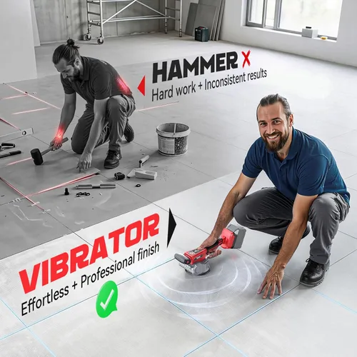 Vista 5 de Ecarke Cordless 12-Speed Tile Vibration Tool Compatible with Milwaukee 18V Red -12 Speed