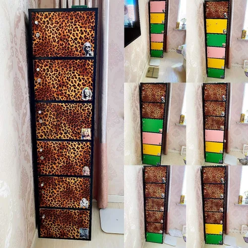 Vista 4 de Taogift Vinilo autoadhesivo con estampado de leopardo y papel de contacto para cajones, gabinetes de mesa, muebles, paredes, manualidades