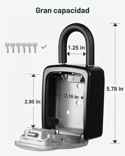 Vista 6 de Caja de seguridad Puroma para llaves, caja de seguridad con combinación de 4 dígitos, caja de seguridad portátil para la pared con código
