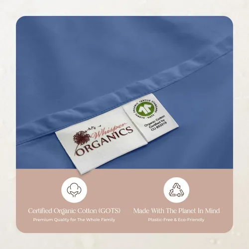 Vista 7 de Juego de 3 piezas de 3 piezas de sábanas de percal de algodón con certificación GOTS, 100 % algodón orgánico, perfectas para personas que duermen