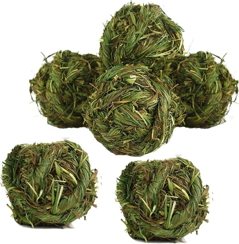 Vista 10 de Hamiledyi Pelota masticable de conejo Timothy Grass Molienda de animales pequeños, juguete masticable para conejos, conejos, hámster, conejillos