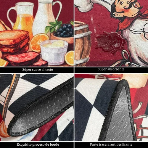 Vista 5 de Juego de alfombras de cocina para chef 2 piezas, alfombra de piso de estilo granja de estilo rústico, decoración de alfombras absorbentes y lavables