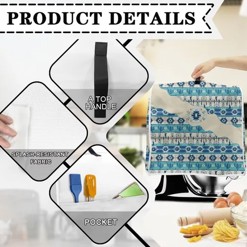 Vista 5 de Aztec Kitchen Aid - Cubierta para batidora de cocina, tamaño S, a prueba de polvo, compatible con batidora de soporte de 5 a 8 cuartos de galón