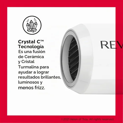 Vista 2 de Revlon Crystal C + secador de pelo compacto de cerámica Brillo duradero y menos encrespamiento