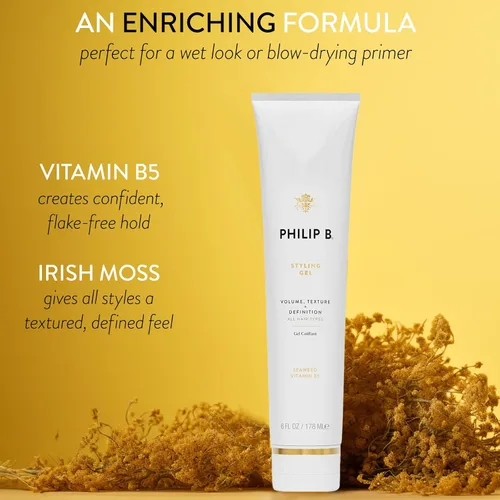 Vista 3 de PHILIP B Gel de peinado de 6 onzas (6.0 fl oz) Gel para el cabello de sujeción suave mejora el cuerpo y la textura para la definición y el rizo