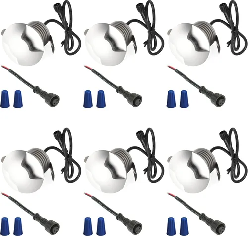Vista 12 de Kit de luces LED para escalón/cubierta, paquete de 6 luces empotradas de bajo voltaje, CC de 12 V, luces empotradas impermeables IP67, iluminación