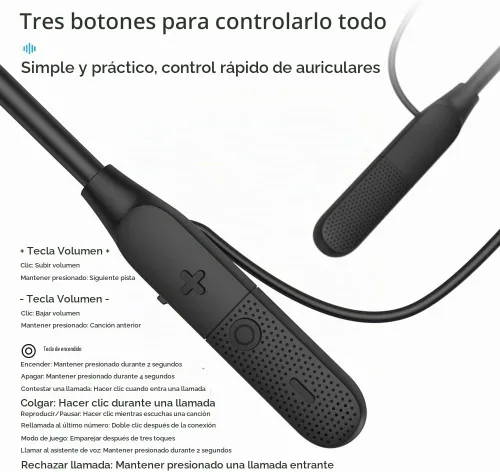 Vista 6 de LANDIBO Auriculares deportivos Bluetooth, 25 horas de tiempo de reproducción, auriculares inalámbricos 6.0 con micrófono, cancelación de ruido