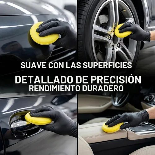 Vista 4 de PSLER Almohadillas aplicadoras de espuma – Almohadilla aplicadora de cera de coche de espuma para detallar, esponjas de pulido redondas de 4