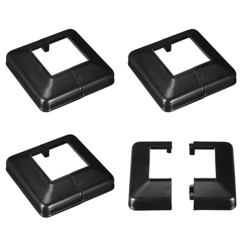 Vista 12 de uxcell Falda para poste, 4 piezas de 1.614 x 1.614 in/1.61 x 1.61 pulgadas, estilo dividido, cubierta de base de poste para valla, escalera